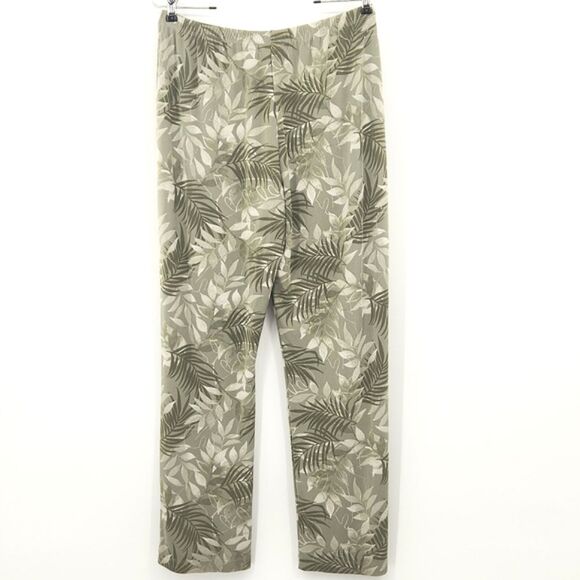 Chicos Easywear Pull On Pants Size 1 Short Slinky Liquid Knit Ferns Wide Leg - Picture 2 of 9